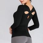 3/4-sleeve Open Back Sports T-shirt