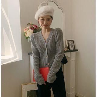 Cashmere Blend Ribbed Cardigan