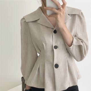 Plain Button Jacket Almond - One Size