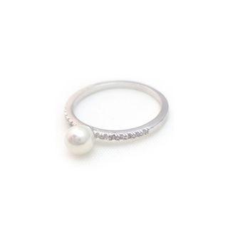 Skinny Sterling Silver-plated Faux Pearl Amphibole Ring Silver - One Size