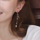 Non-matching Faux Crystal Fringed Earring 925 Silver Needle - Asymmetric - One Size