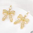 Faux Pearl Bow Alloy Dangle Earring