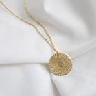 Alloy Disc Pendant Necklace Gold - One Size