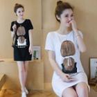 Short-sleeve Printed Mini T-shirt Dress / Camisole Top