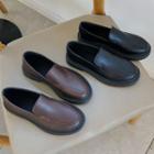 Faux Leather Plain Loafers