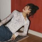 Printed Drawcord Long-sleeve T-shirt