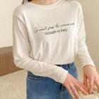 Letter Long-sleeve Textured T-shirt