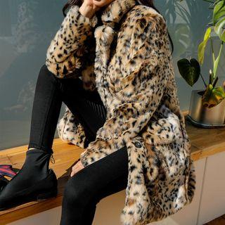 Open-front Leopard Faux-fur Jacket One Size