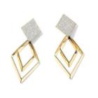 Geometric Drop Earring 1 Pair - Silver Needle Earrings - Gold - One Size