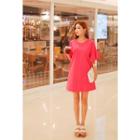Round-neck Ruffle-sleeve Shift Dress