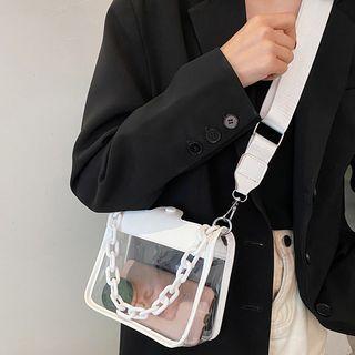 Pvc Panel Chain Strap Crossbody Bag