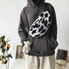Milk Cow Print Faux Fur Sling Bag Black & White - One Size