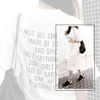 Short-sleeve Lettering-back Long Dress