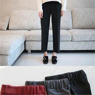 Band-waist Brushed Fleece Wide-leg Pants