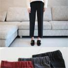 Band-waist Brushed Fleece Wide-leg Pants