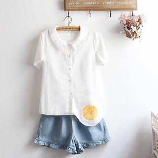 Asymmetric Short-sleeve Blouse