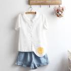 Asymmetric Short-sleeve Blouse