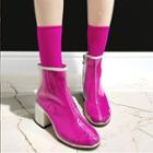 Block Heel Transparent Ankle Boots