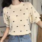 Crew-neck Short-sleeve Knitted Top