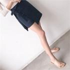 Tie-waist Linen Wrap Miniskirt