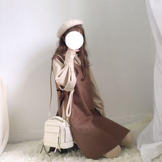 Lantern-sleeve Blouse / Side Tie Sleeveless Dress