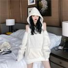 Cold-shoulder Hoodie White - One Size