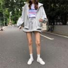 Set: Hooded Zip Jacket + Drawstring Waist Shorts