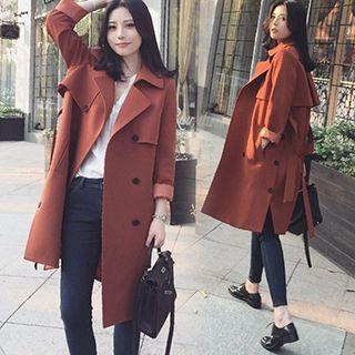 Plain Double-breasted Trench Coat