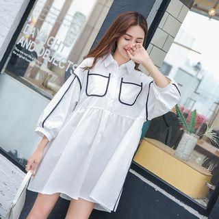 Long-sleeve A-line Mini Shirt Dress