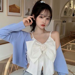 Bow Accent Camisole Top / Light Jacket