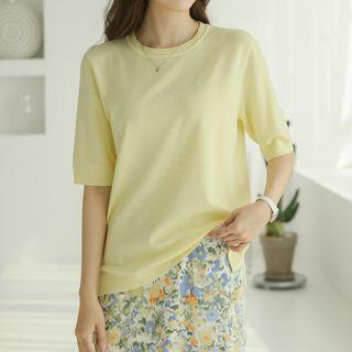 Pastel-color Round-neck Knit Top