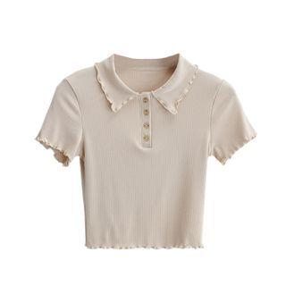 Short-sleeve Lettuce Edge Crop Polo Shirt