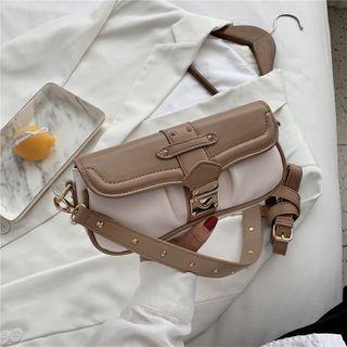 Shirred Panel Buckled Crossbody Bag