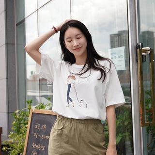 Illustrated Round-neck T-shirt