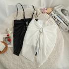 Details Rhinestone Pleated Sheer Top
