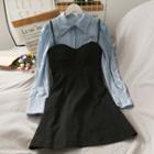 Set: Puff-sleeve Light Shirt + Sleeveless Mini Dress