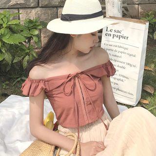 Off-shoulder Ruffle Cropped Top