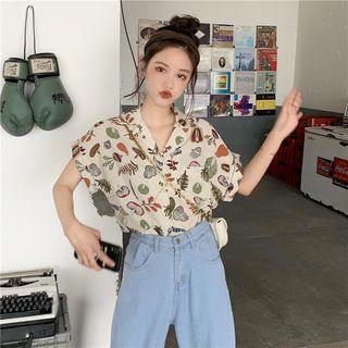 Short-sleeve Vegetable Print Shirt As Shown In Figure - One Size