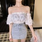 Off-shoulder Frayed Top