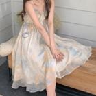 Tie Dye 3/4-sleeve Dress / Spaghetti Strap Dress / Top