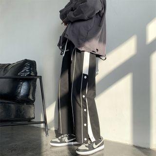 Button-side Cropped Straight Leg Pants