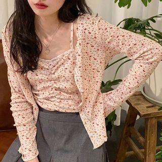 Set: Floral Camisole Top + Light Jacket