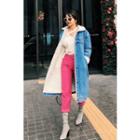 Faux-fur Trim Denim Midi Jacket