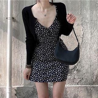 Spaghetti Strap Floral Sheath Dress/ Light Jacket