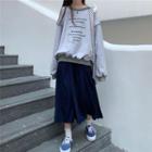Set: Letter Sweatshirt + A-line Midi Skirt