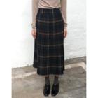 Wool Blend Long Pleated Skirt