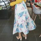 Band-waist Floral Print Maxi Skirt