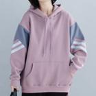 Color Block Hoodie Pink - One Size