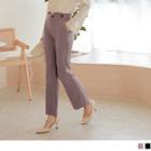 Mid-rise Plain Boot-cut Cropped Dress Pants