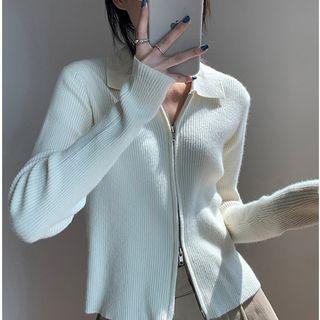 Collar Zip-up Cardigan